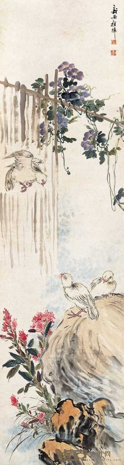 程璋 花鸟 立轴 147×39.5cm
